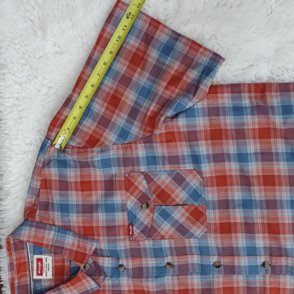 Wrangler, Size 2XL Vibrant Brown and Blue Checkered Shirt - Picture 13 of 17